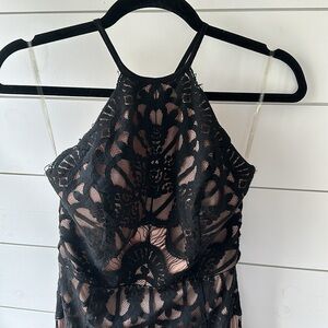 Glamorous Brand Black Lace Midi Dress, Size 10